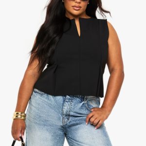 Plus Structured Peplum Hem Top