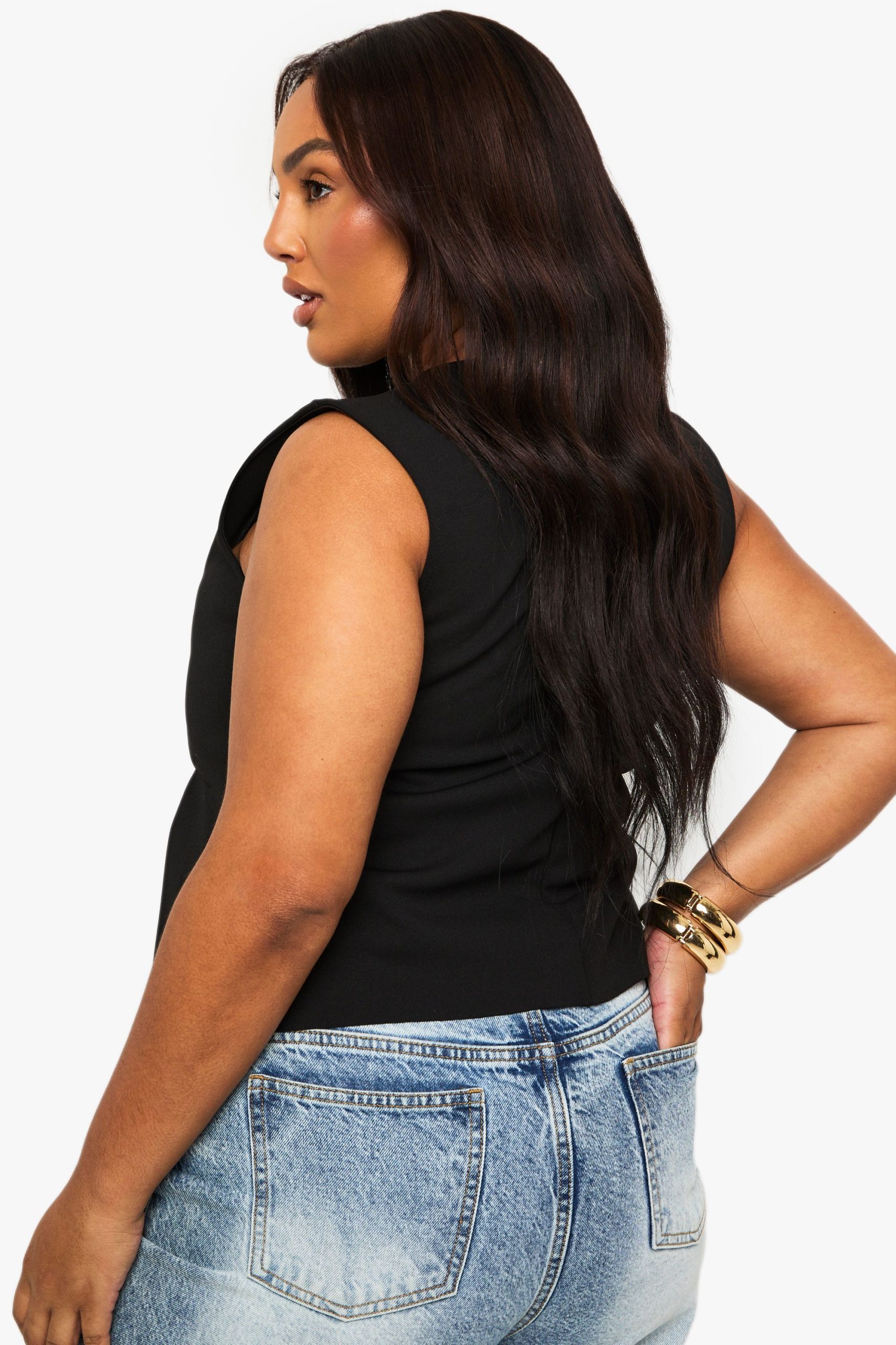 Plus Structured Peplum Hem Top - Image 2