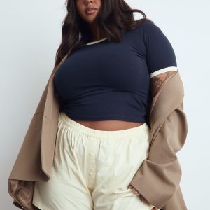 Plus Cotton Poplin Button Down Short
