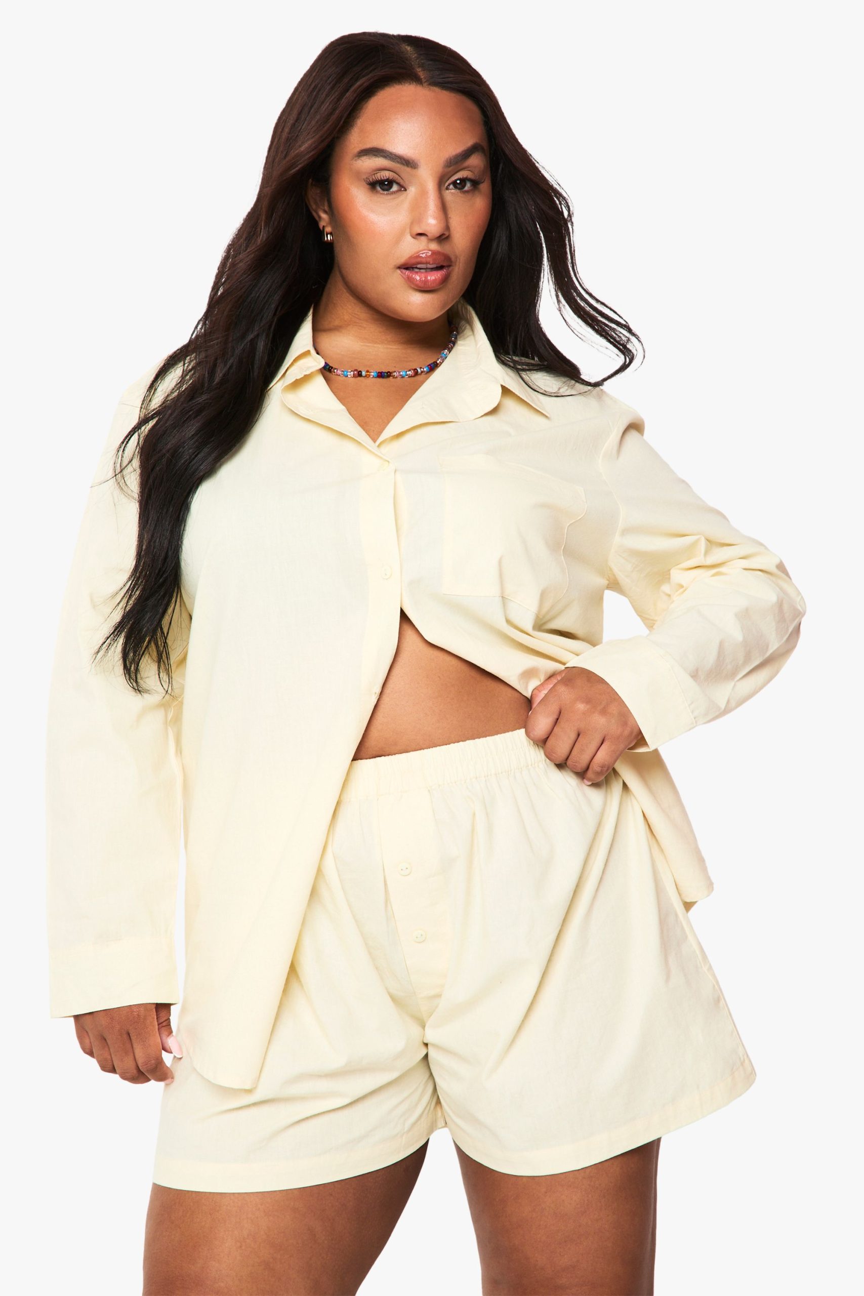 Plus Cotton Poplin Button Down Short - Image 5