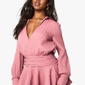 Textured Ruched Frill Skirt Mini Dress