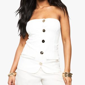 Crepe Gold Button Through Bandeau Waistcoat