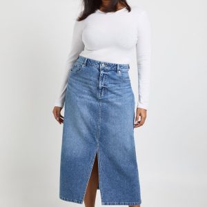 Plus Denim Midaxi Skirt
