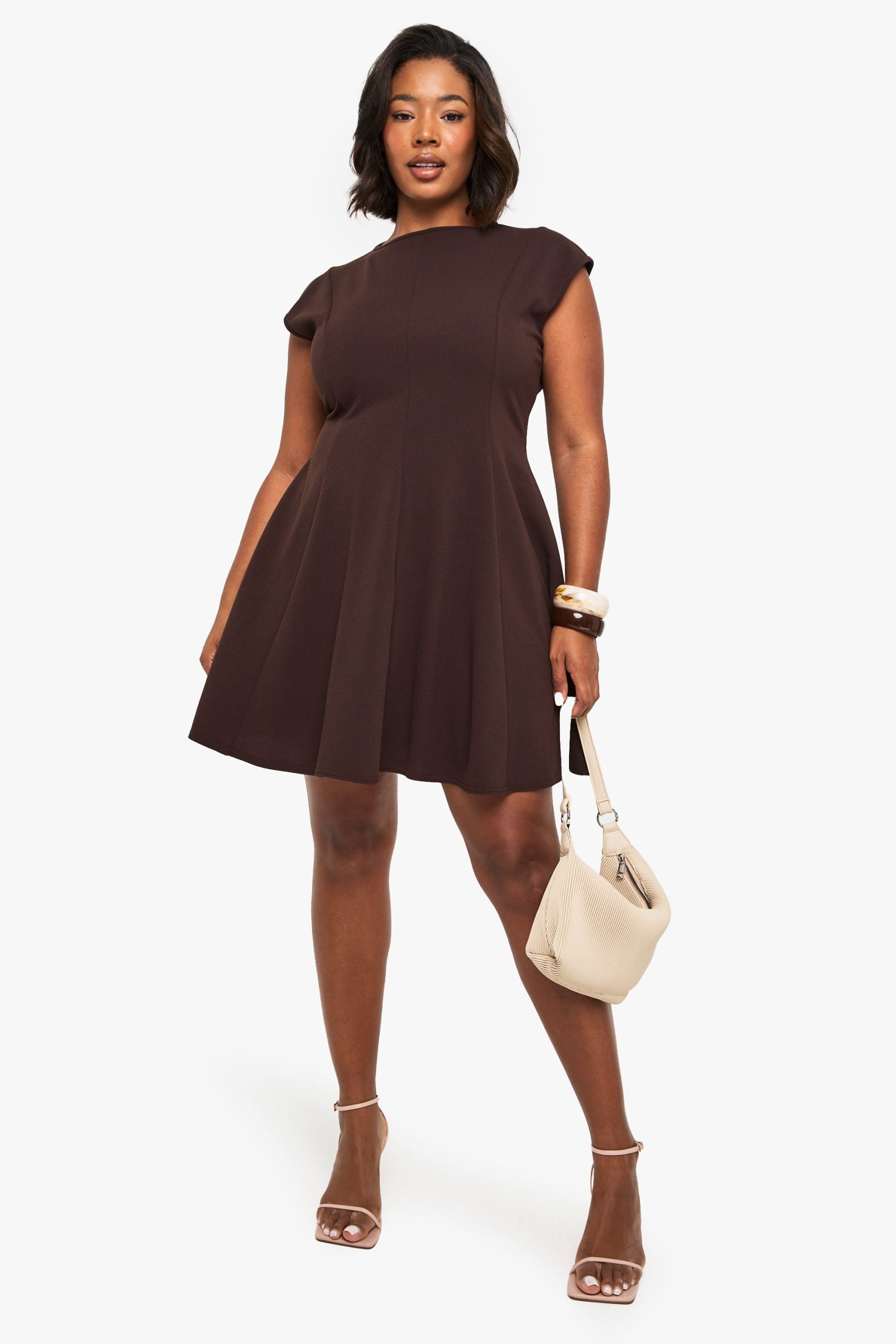 Plus Panelled Volume Skater Dress