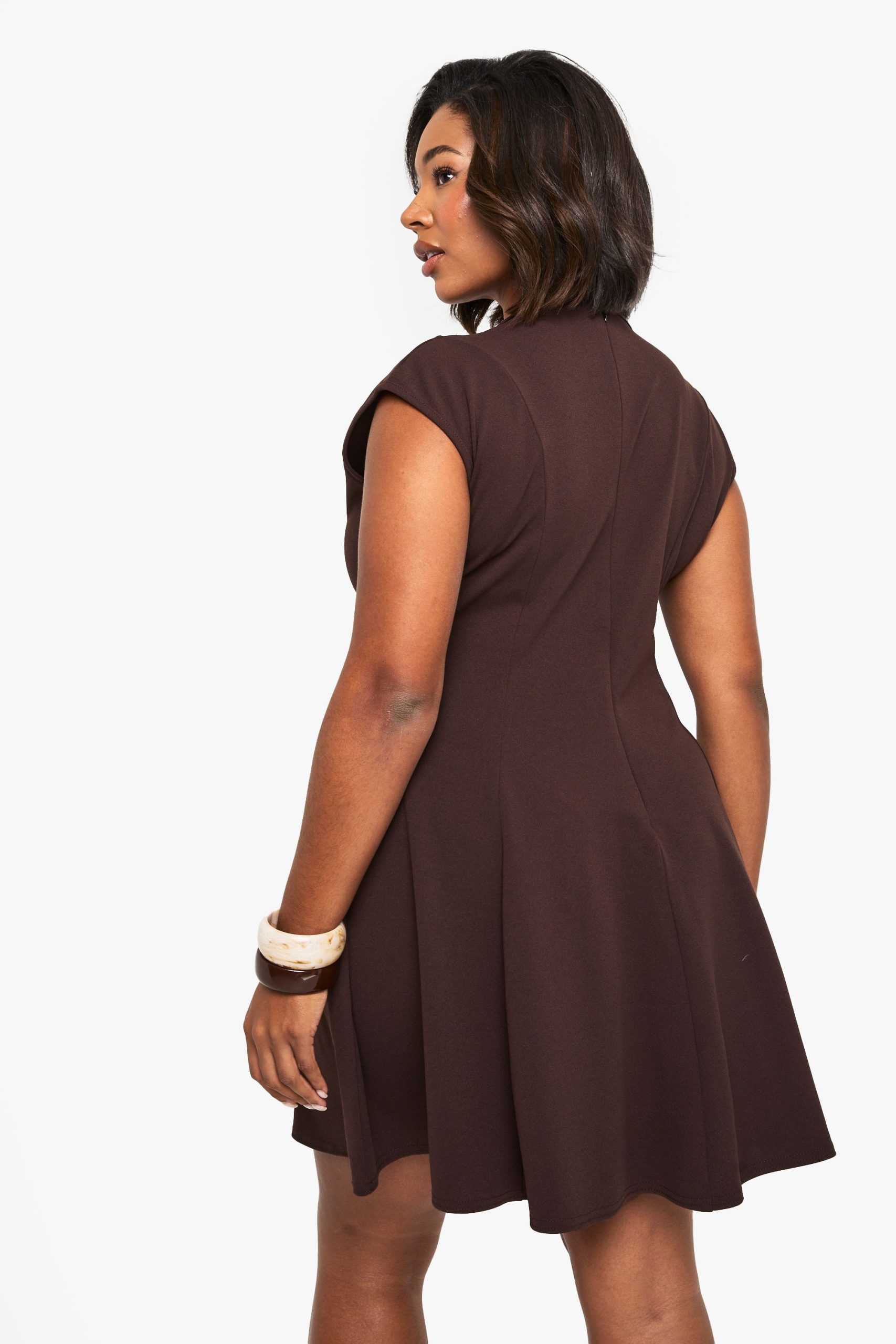 Plus Panelled Volume Skater Dress - Image 2