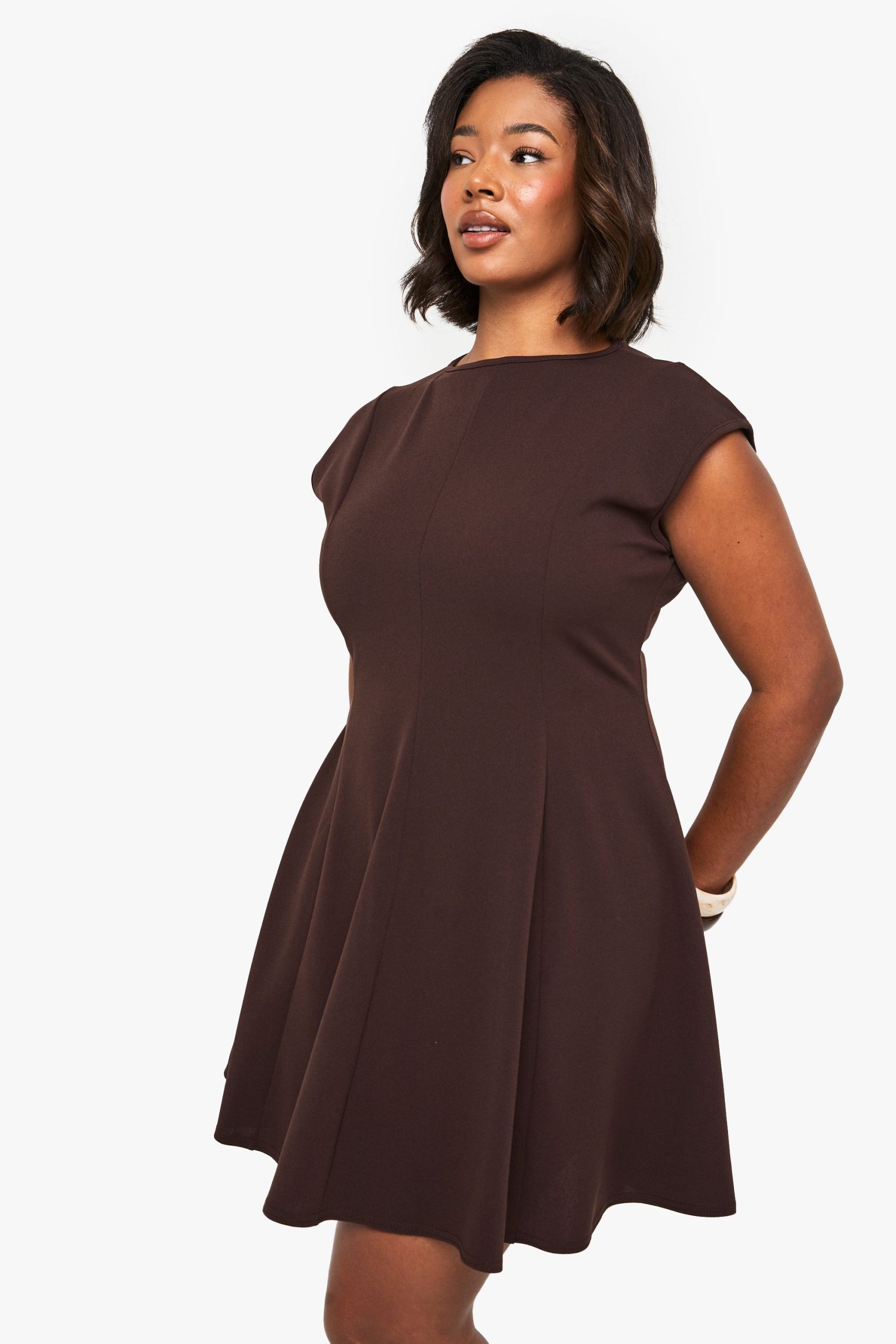 Plus Panelled Volume Skater Dress - Image 3