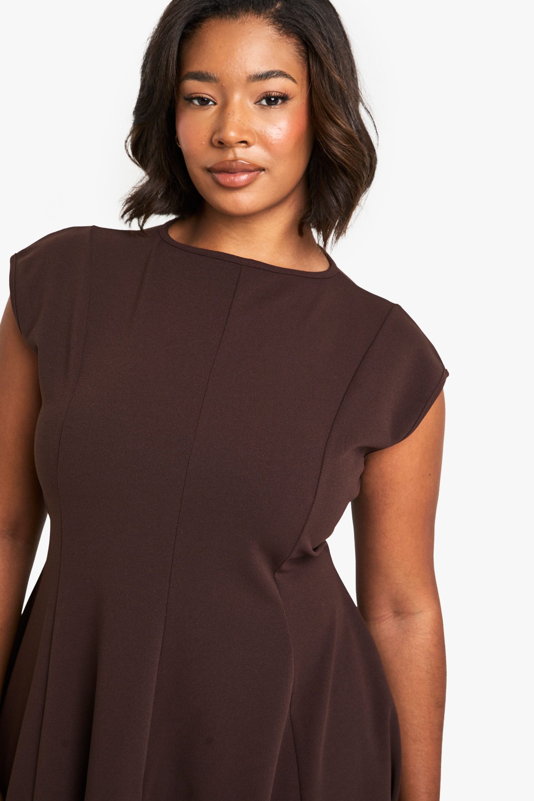 Plus Panelled Volume Skater Dress - Image 4