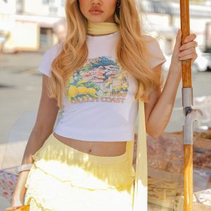 Positano Italia Embellished Beaded Printed Fitted T-Shirt