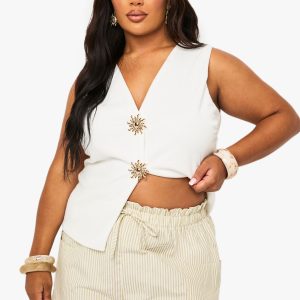 Plus Stripe Woven Elasticated Flippy Short