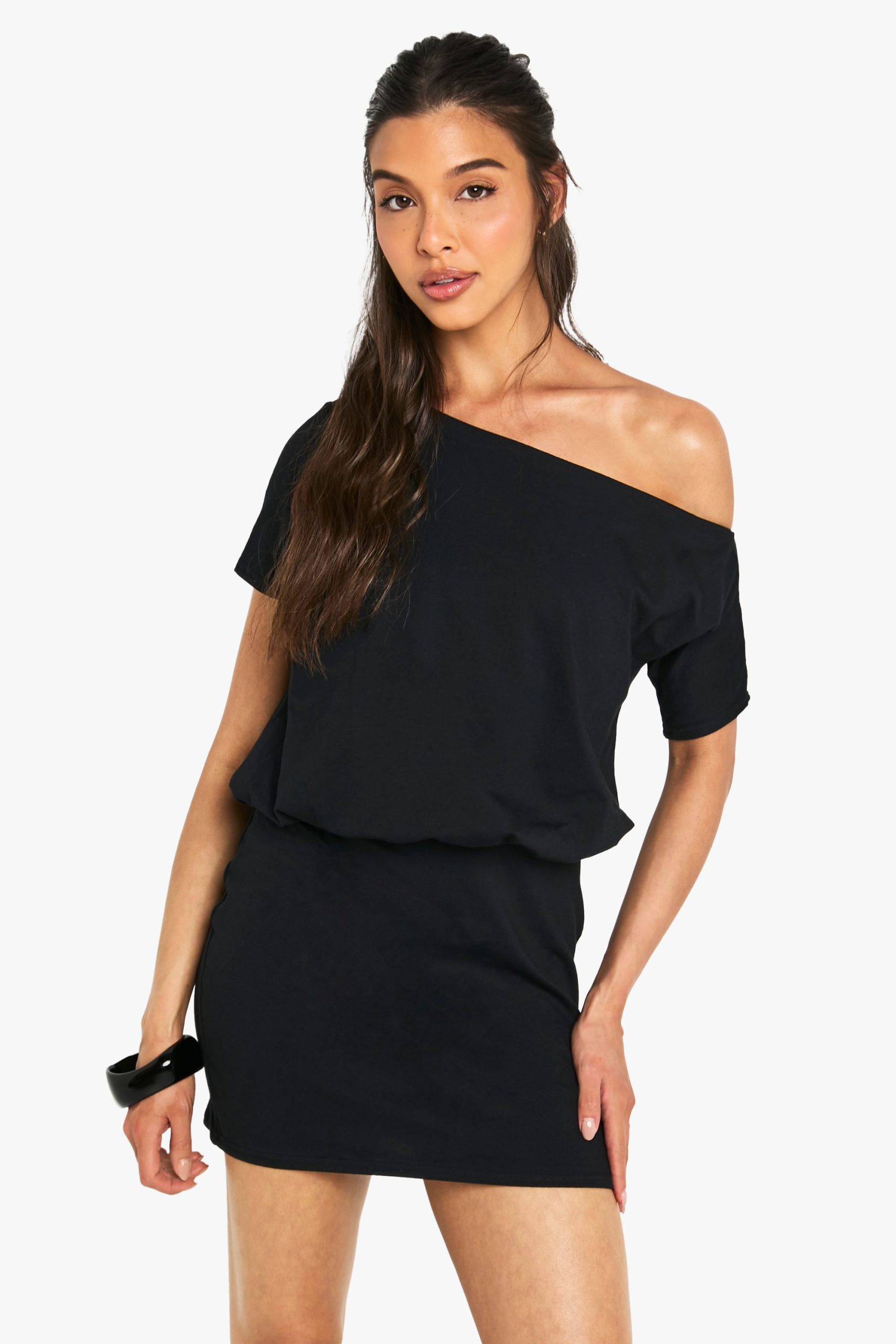 Cotton Off the Shoulder Bodycon T-shirt Dress