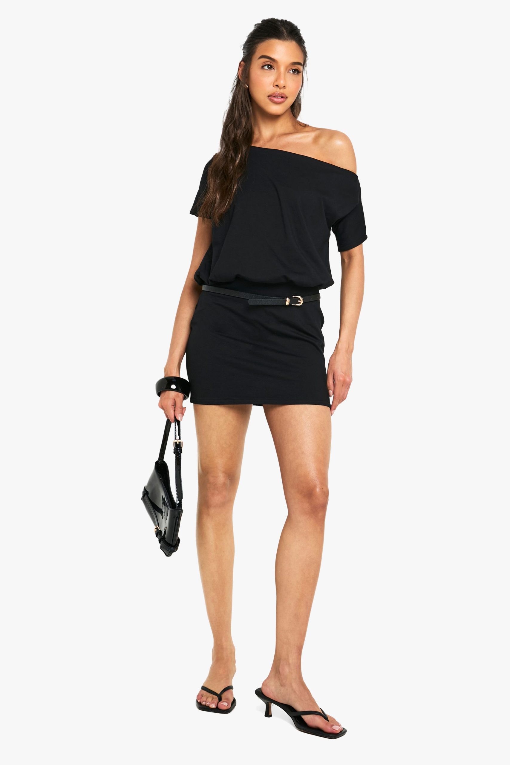 Cotton Off the Shoulder Bodycon T-shirt Dress - Image 3