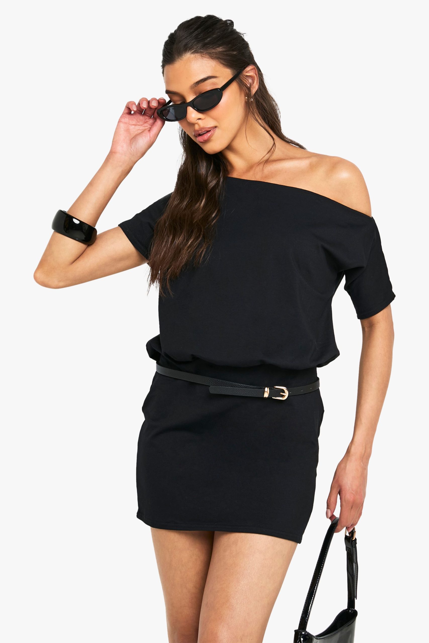 Cotton Off the Shoulder Bodycon T-shirt Dress - Image 4