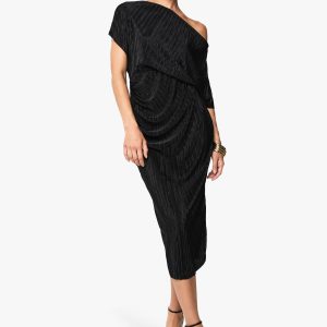 Tall Plisse Off The Shoulder Midi Dress