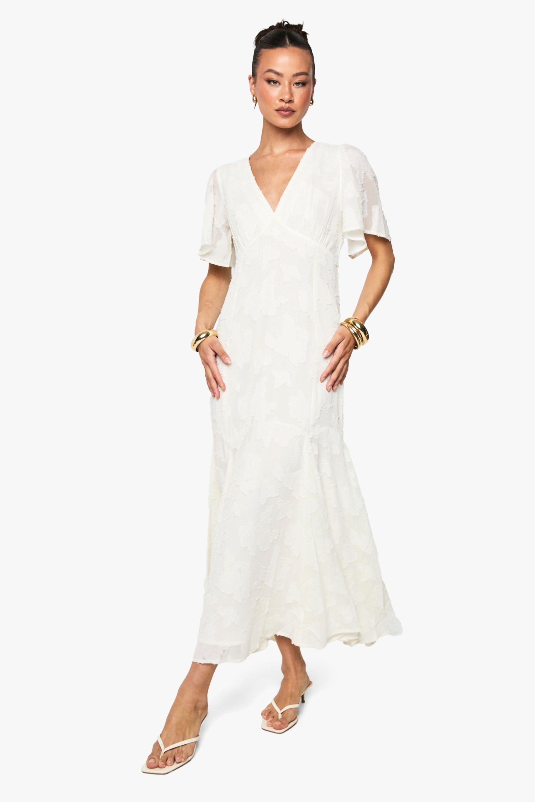 Tall Burnout Floral Angel Sleeve Midaxi Dress