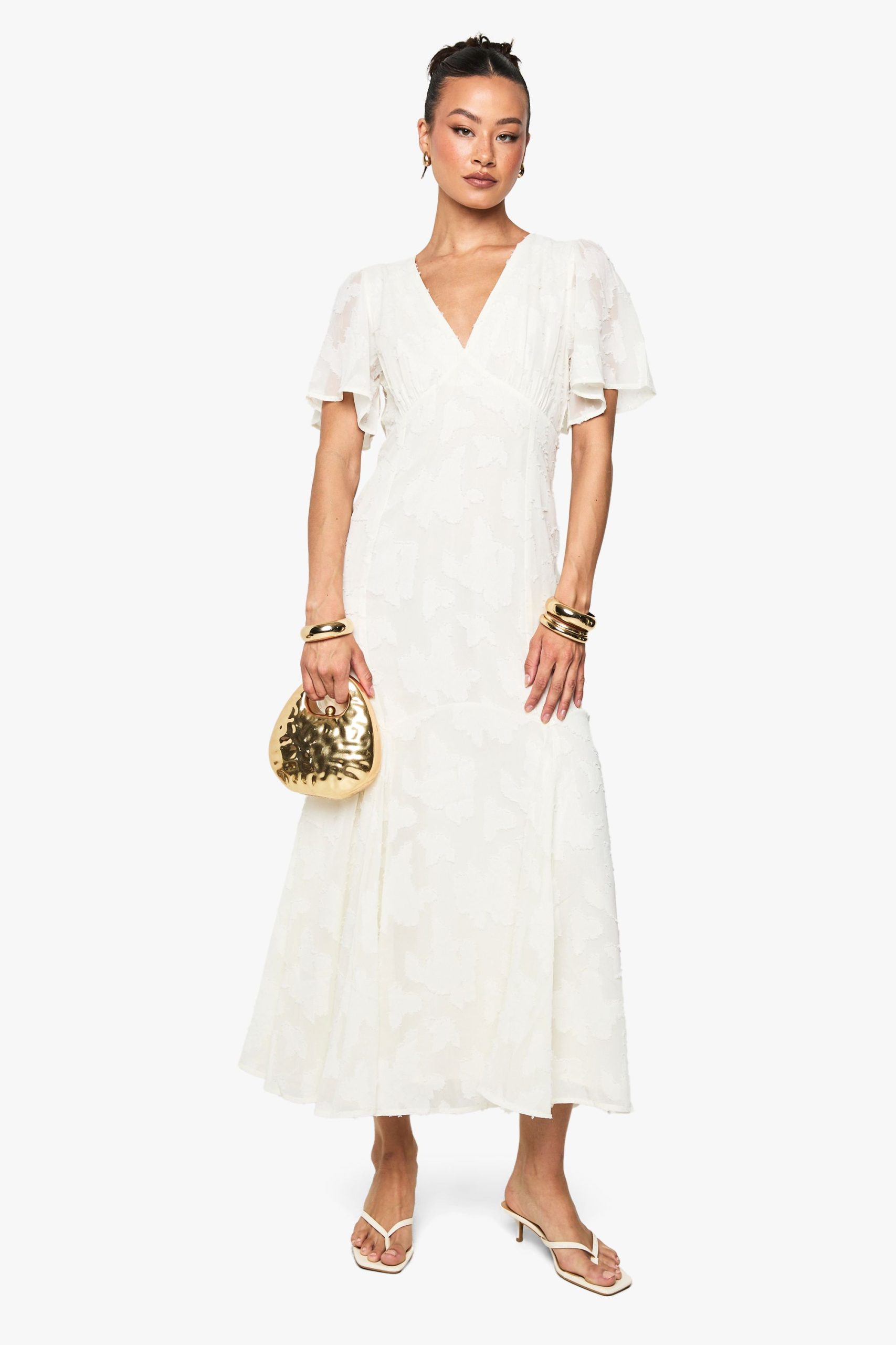 Tall Burnout Floral Angel Sleeve Midaxi Dress - Image 3