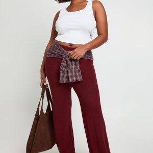 Plus Premium Rib Knit Wide Leg Trouser