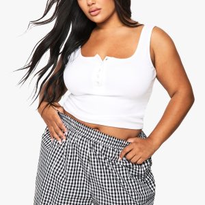 Plus Gingham Boyfriend Short