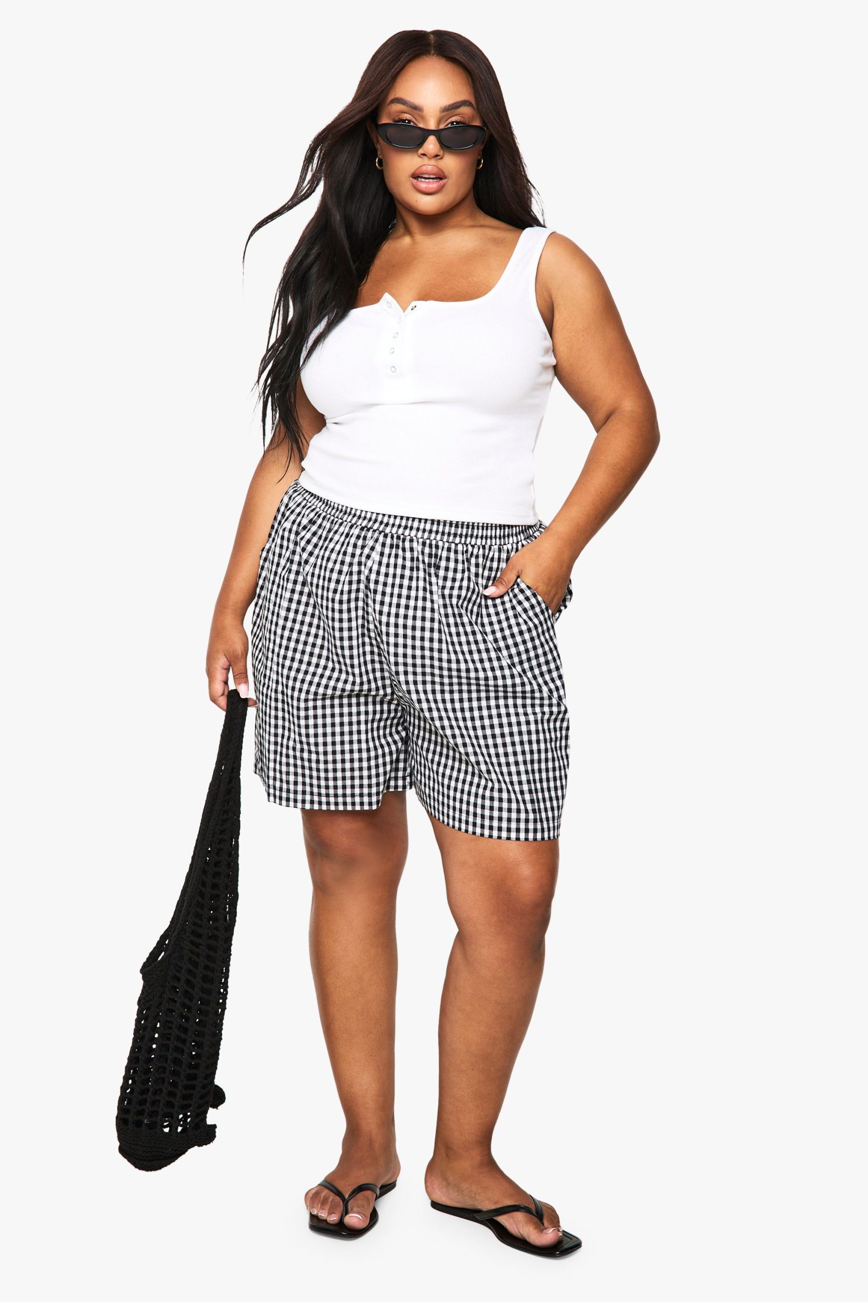 Plus Gingham Boyfriend Short - Image 3