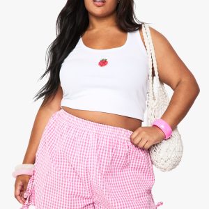 Plus Gingham Bow Side Flippy Short
