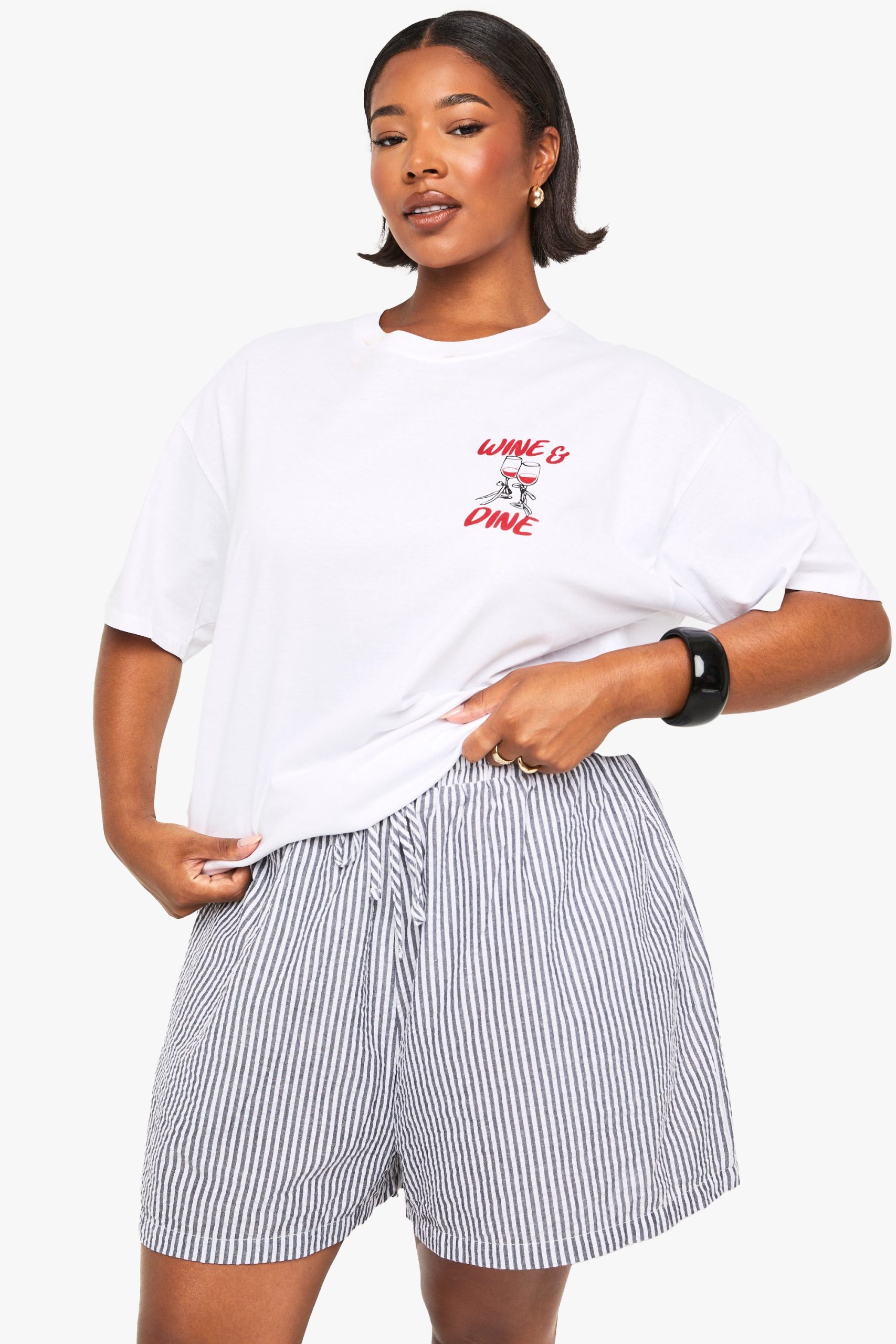 Plus Woven Stripe Flippy Shorts