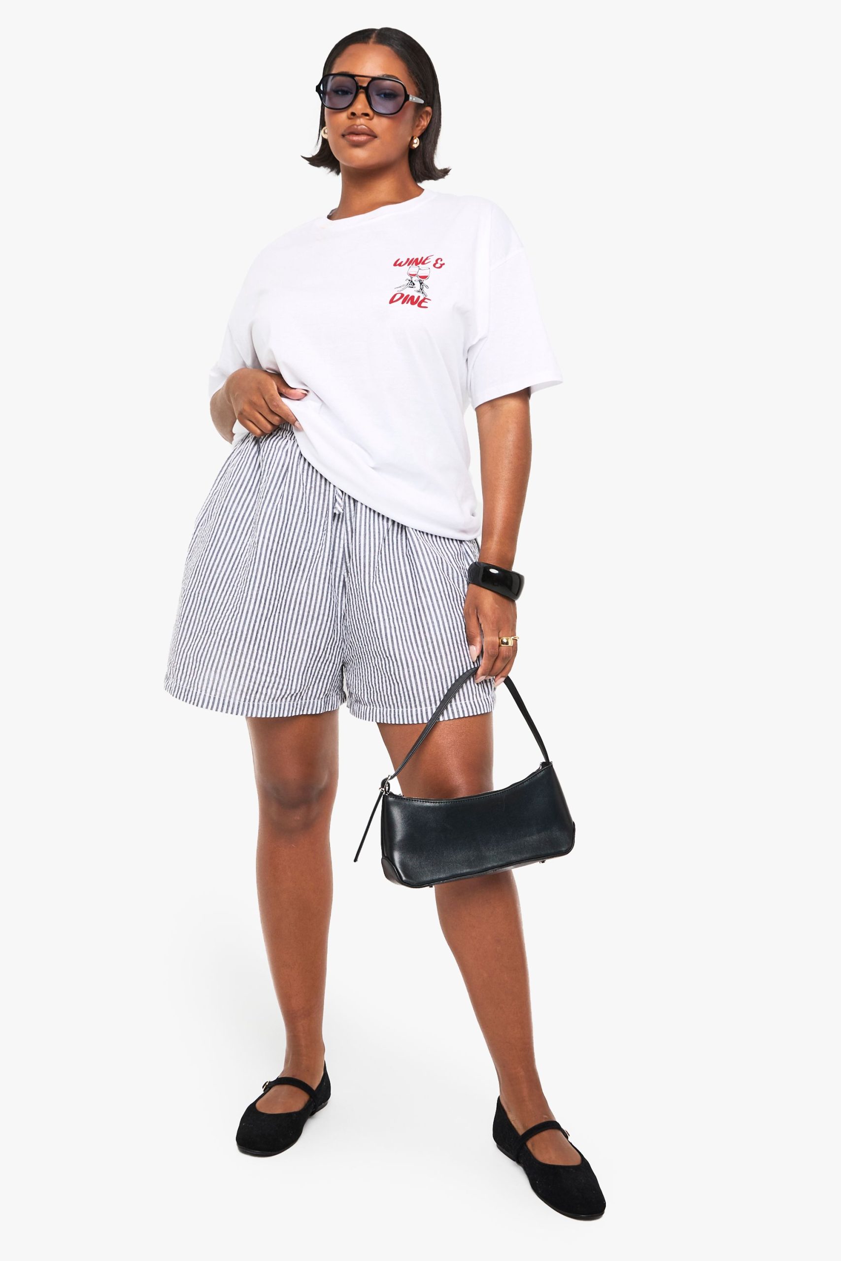 Plus Woven Stripe Flippy Shorts - Image 3