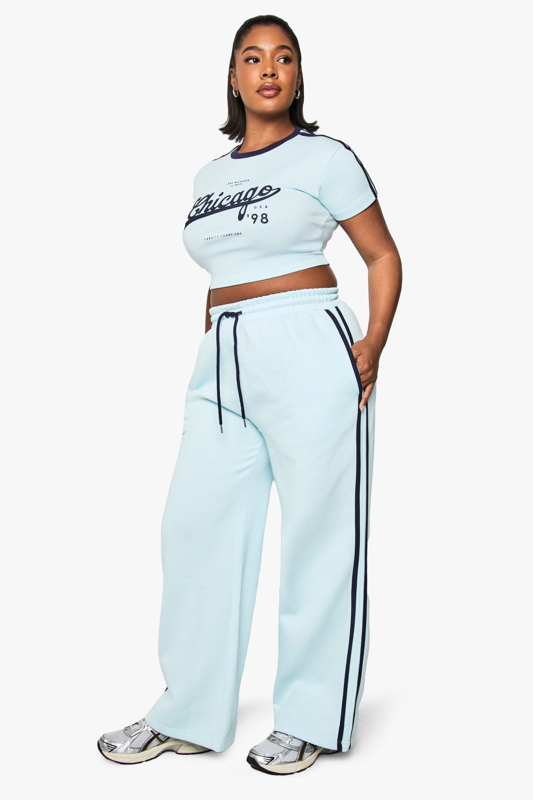 Plus Side Stripe Wide Leg Jogger