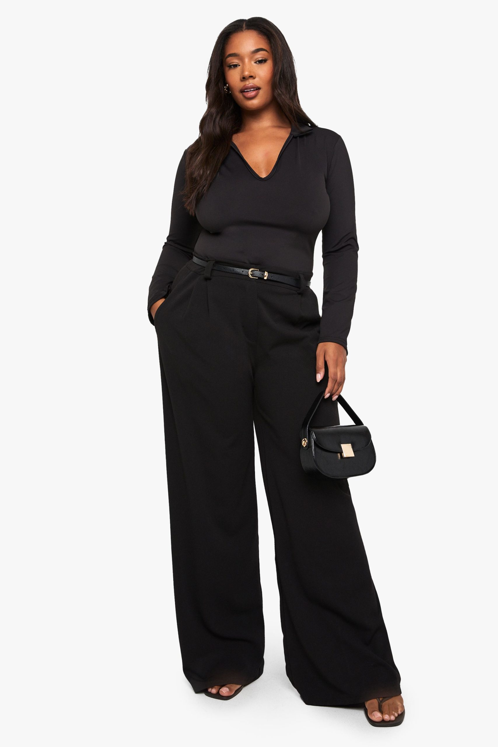 Plus sculpt collared plunge bodysuit - Image 3