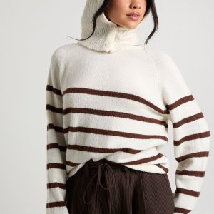 Stripe Soft Knit Jumper With Detachable Hood