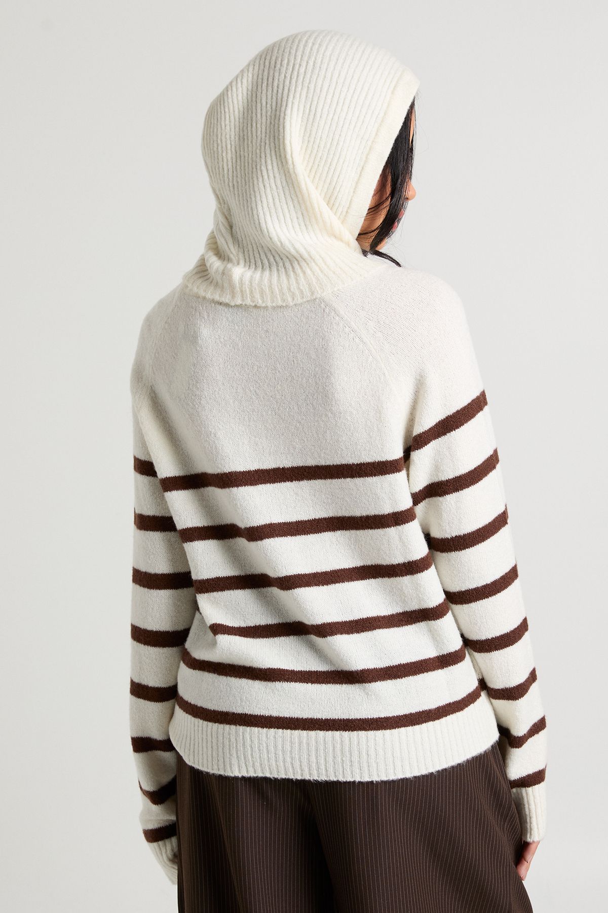 Stripe Soft Knit Jumper With Detachable Hood - Image 2