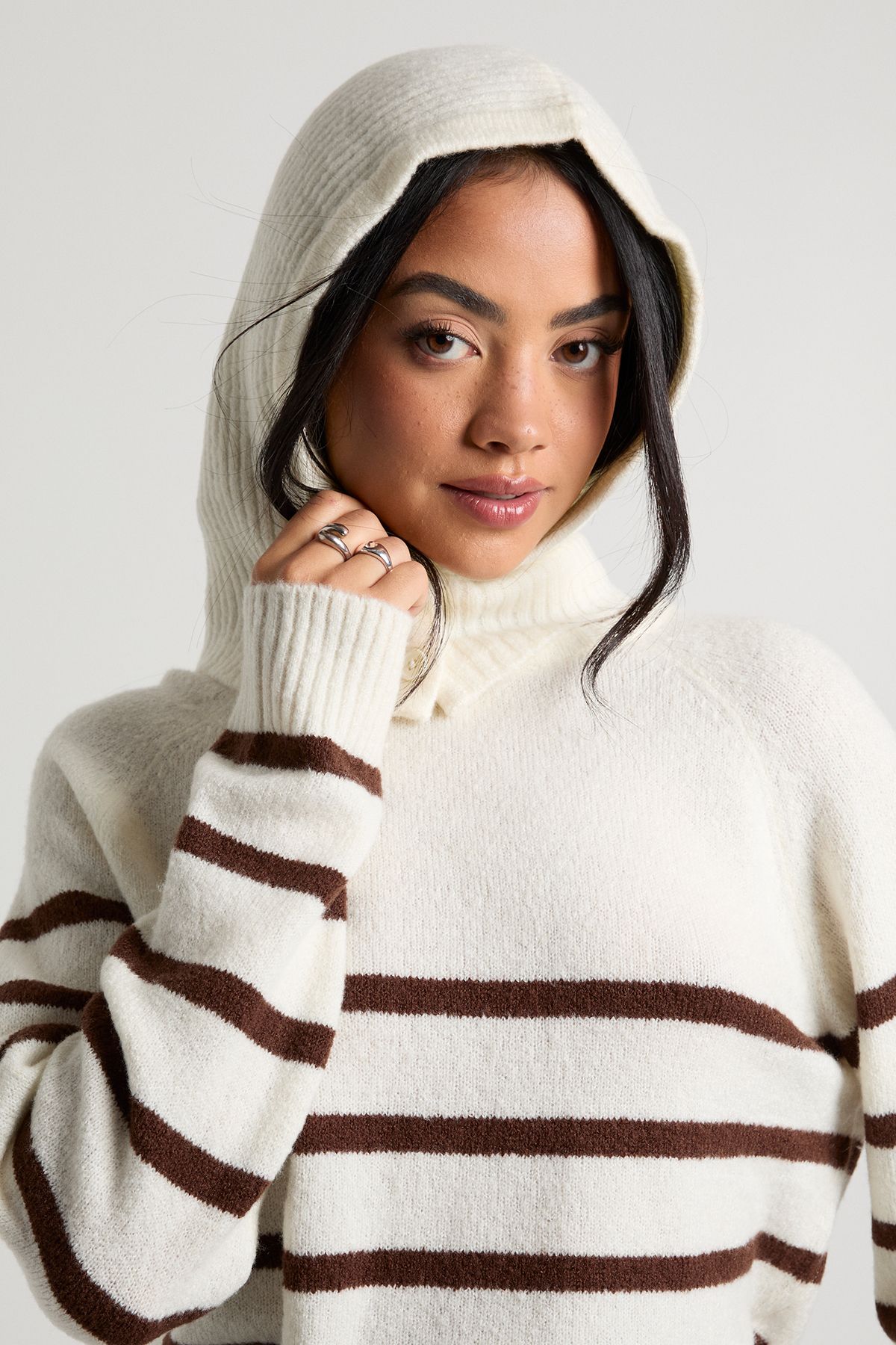 Stripe Soft Knit Jumper With Detachable Hood - Image 4