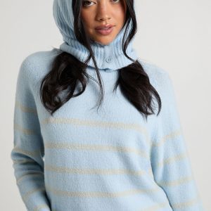 Stripe Soft Knit Jumper With Detachable Hood