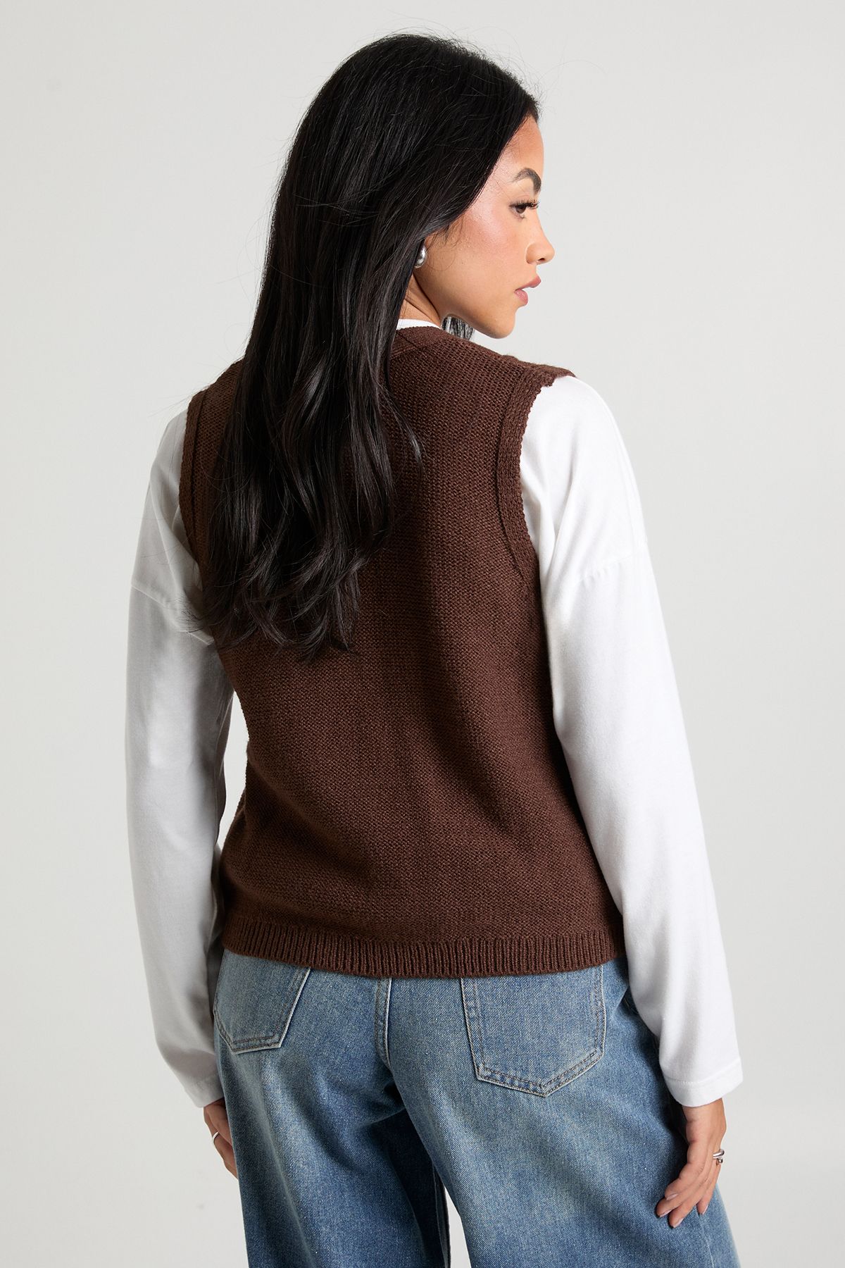 Toggle Button Cable Knit Waistcoat - Image 2