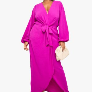 Plus Textured Tie Detail Maxi Dress