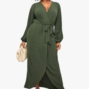Plus Textured Tie Detail Maxi Dress