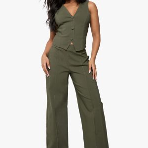 Super Stretch Waistcoat & Seam Front Straight Leg Trousers