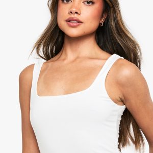 Square Neck Slinky Double Layer Bodysuit
