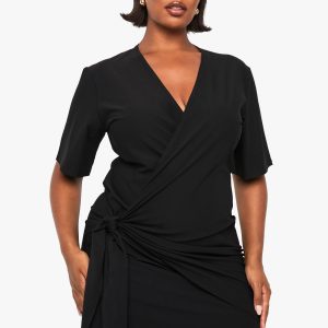 Plus dropped wrap mini dress