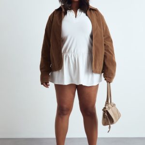 Plus cotton drop hem collared t-shirt dress