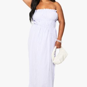 Plus Textured Stripe Bandeau Maxi Dress