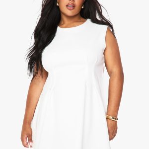 Plus structured pleated shift dress