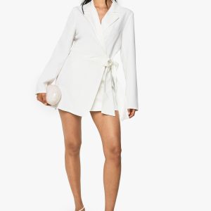 Wrap Drape Front Tailored Blazer Dress