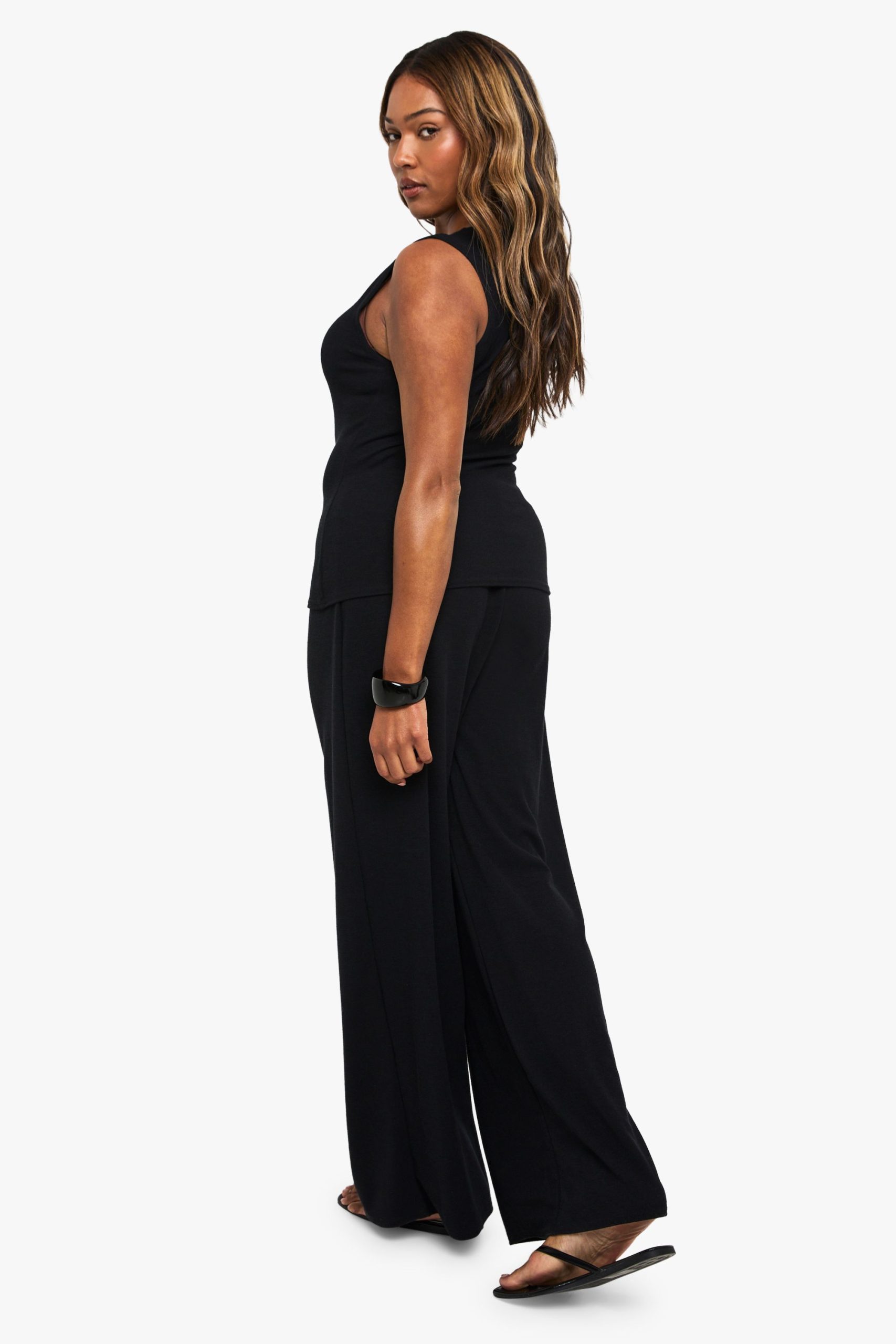 Plus Rib Button Through Waistcoat & Trouser Co Ord - Image 2