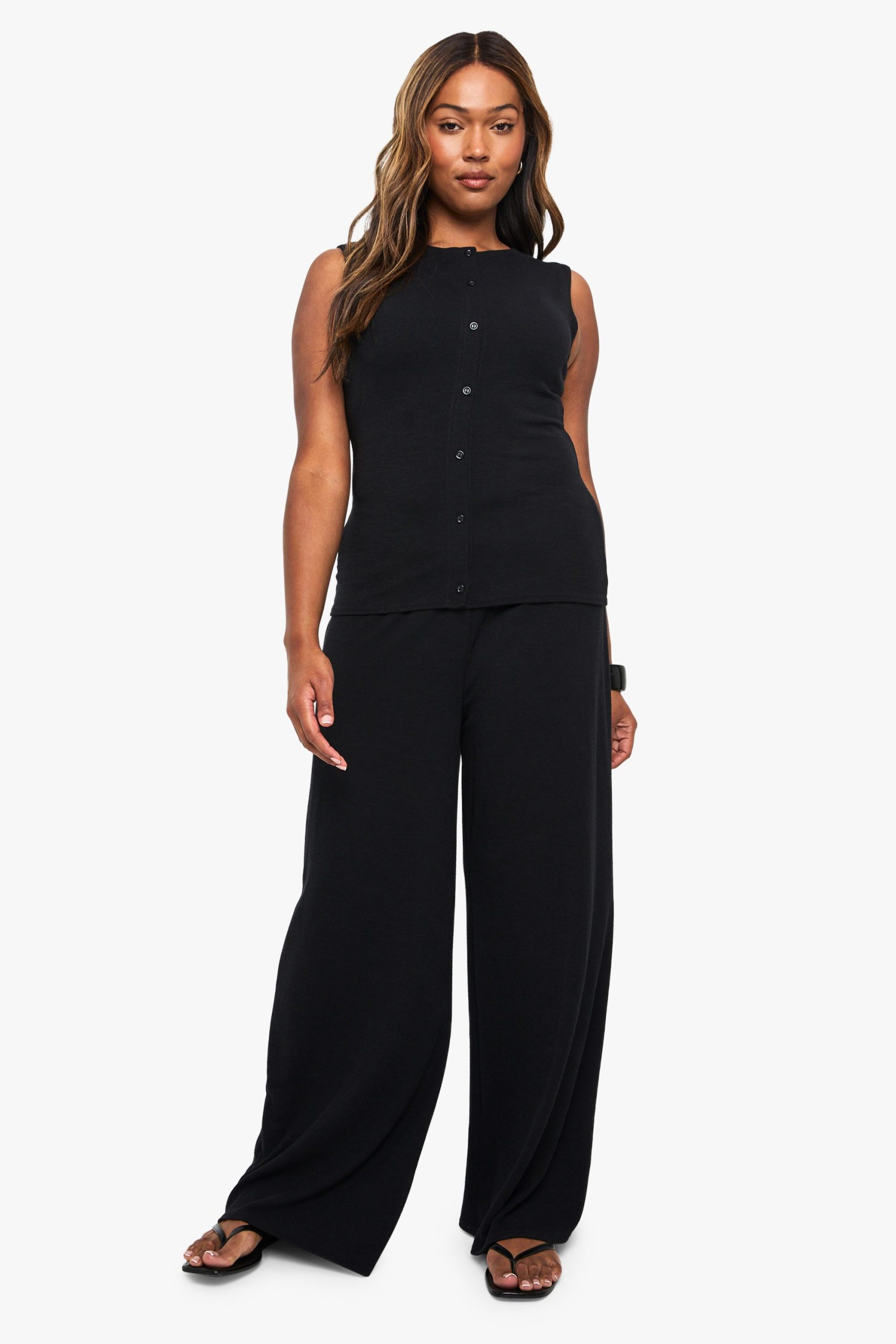 Plus Rib Button Through Waistcoat & Trouser Co Ord - Image 3