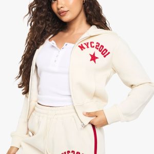 NYC Applique Zip Hoodie and Short Tracksuit