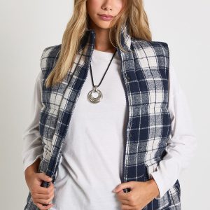 Check Puffer Oversized Gilet