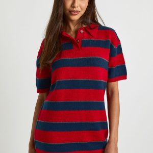 Stripe Collared Oversized Knitted Dress