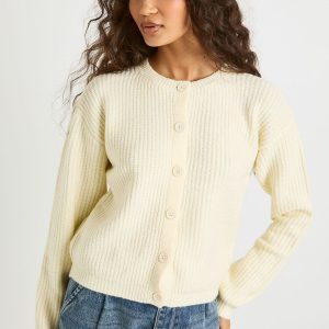 Super Soft Crew Neck Knitted Chunky Cardigan
