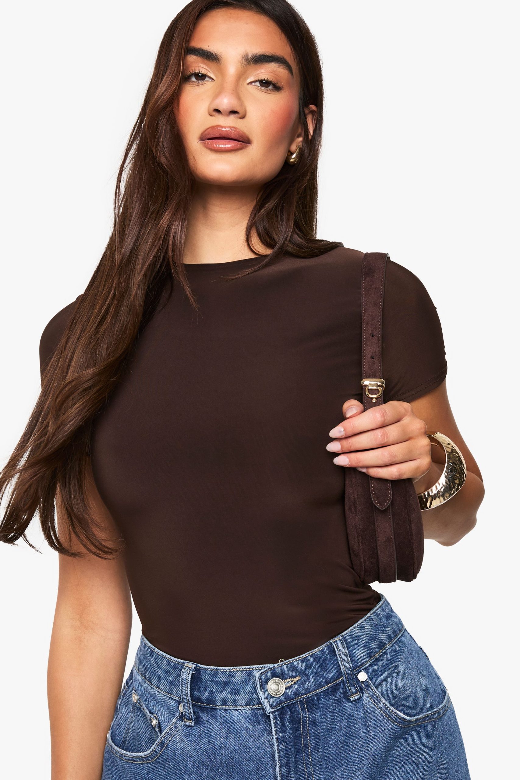 Double Layer Slinky Short Sleeve Bodysuit