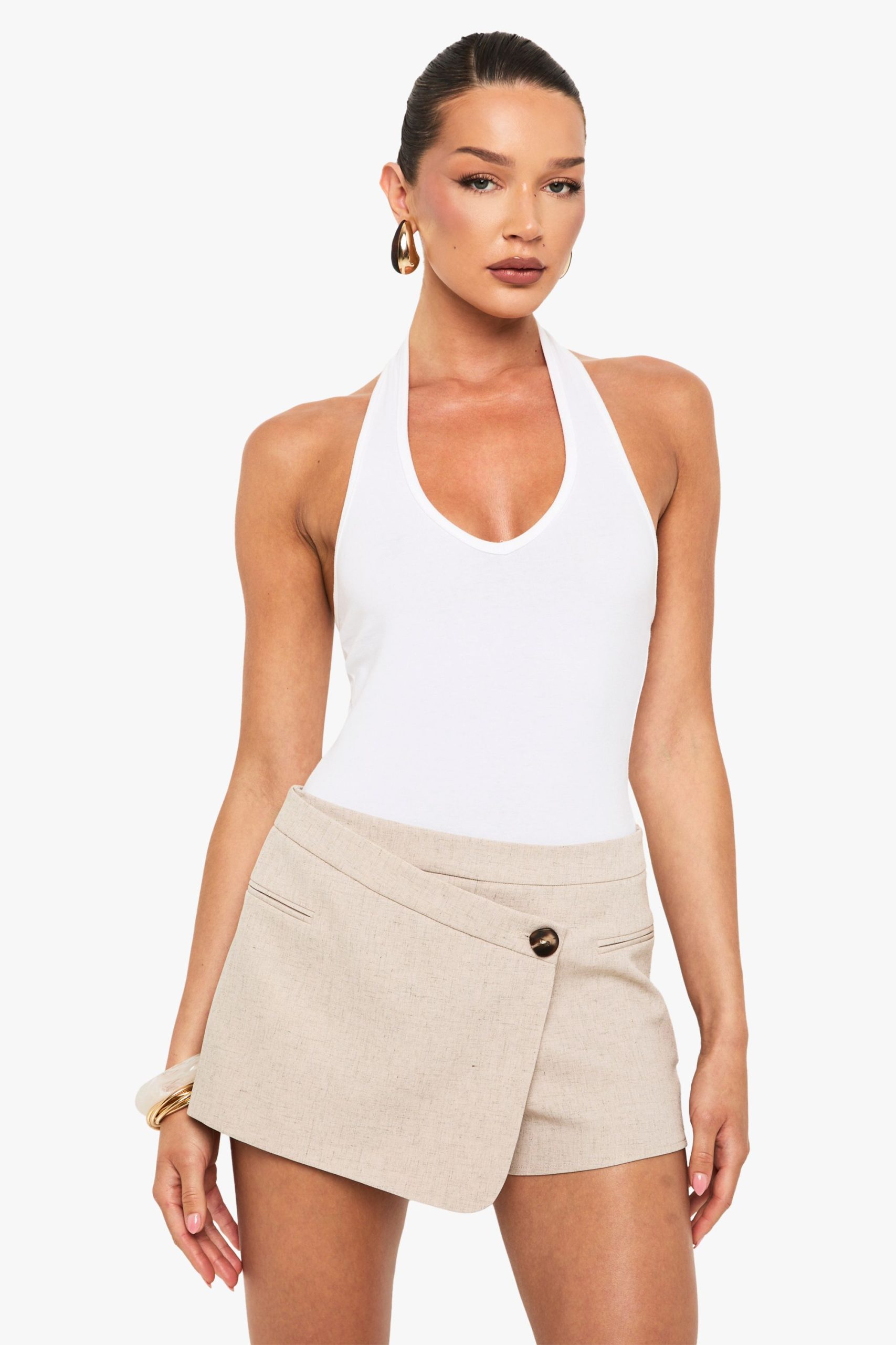 Resin Button Tailored Skort