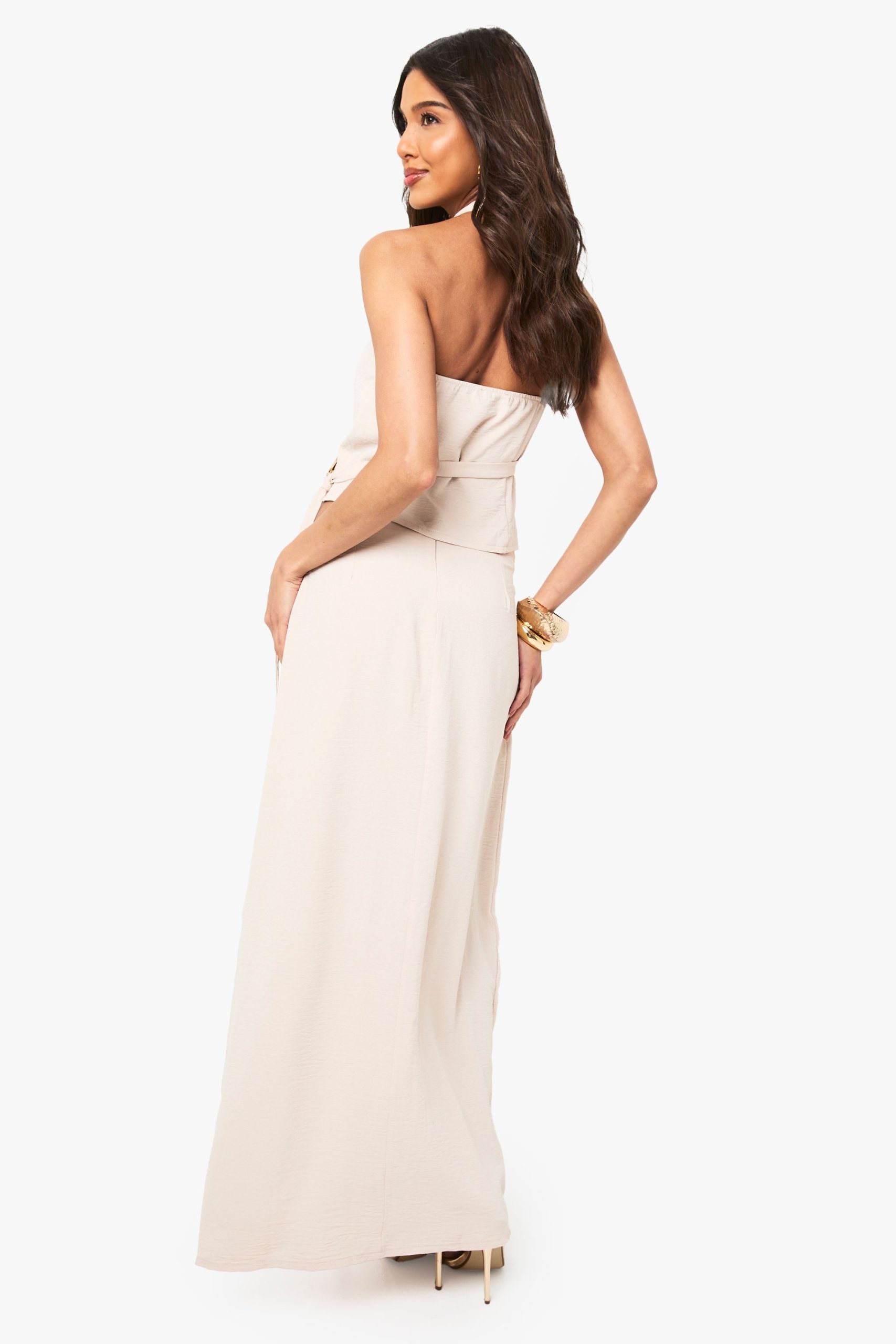 Gold Buckle Tie Detail Maxi Skirt - Image 2